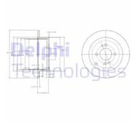 2x Brake disc solid BG4097 DELPHI for HYUNDAI KIA