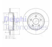 2x Brake disc solid BG4160 DELPHI for JEEP GRAND CHEROKEE IV GRAND CHEROKEE III