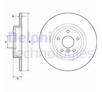 2x DELPHI Brake Discs Rear Axle 42mm Height Replacement For Jaguar XE XF