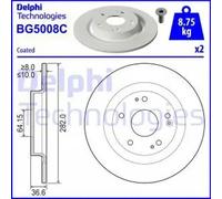 2x Brake disc solid BG5008C DELPHI for HONDA CIVIC X Hatchback CIVIC X Saloon