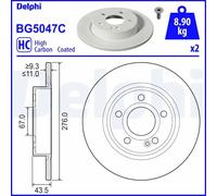 2x Brake disc solid BG5047C DELPHI for MERCEDES-BENZ A-CLASS A-CLASS Saloon CLA