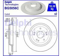2x Brake disc solid BG5056C DELPHI for HONDA CR-V V