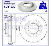 Delphi BG5102C 2x Brake Discs Rear 284mm Outer Diameter Solid Fits Ford Transit