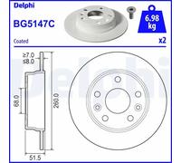 Brake Disc Delphi BG5147C for MITSUBISHI RENAULT