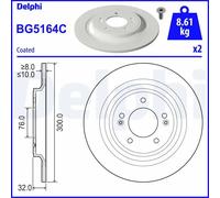 Delphi BG5164C 2x Brake Discs Rear 300mm ⌀ Fits Hyundai Kona Tucson Kia Sportage