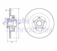 2x Brake disc solid BG9134RSC DELPHI for RENAULT GRAND SCÉNIC III