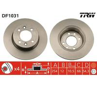 2x Brake disc solid DF1031 TRW for RENAULT 18 25 FUEGO ESPACE ESPACE Mk II