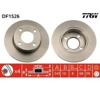 2x Brake disc solid DF1526 TRW for AUDI COUPE B2 80 B3 Saloon 100 C2 Saloon