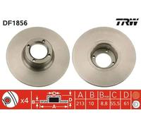 2x Brake disc solid DF1856 TRW for AUSTIN ROVER INNOCENTI