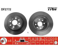 2x Brake disc solid DF2772 TRW for OPEL VECTRA B Hatchback VECTRA B