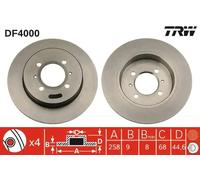 2x Brake disc solid DF4000 TRW for NISSAN SUNNY Mk III Hatchback 100NX ALMERA I