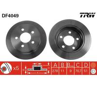 2x Brake disc solid DF4049 TRW for OPEL SINTRA
