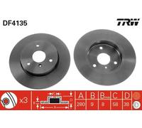 TRW Brake Disc DF4135 - Solid - for SMART City-Coupe Cabrio Roadster