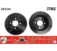 TRW Brake Disc DF4191 - Solid - Fits Honda, Acura (Fit I/II/III, CRX III, Jazz II) - 2x