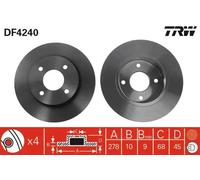 TRW Brake Disc DF4240 – Solid – for Nissan Primera / Primera Traveller – 2 pcs