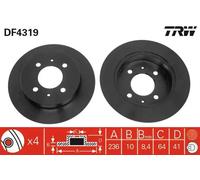 2x Brake disc solid DF4319 TRW for MITSUBISHI COLT Mk IV LANCER Mk V CARISMA