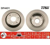 TRW Brake Disc DF4431 - Rear - Fits Honda Accord VII, Odyssey (42510-SZ3-J00/42510-SLJ-020)