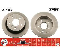 2x Brake disc solid DF4453 TRW for MERCEDES-BENZ A-CLASS B-CLASS Sports Tourer