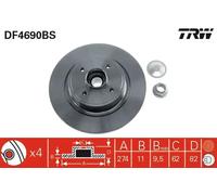 TRW Brake Disc DF4690BS Solid for Renault Scenic II 2005-2008