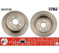 2x Brake disc solid DF4728 TRW for TOYOTA CARINA E VI Saloon CARINA E VI