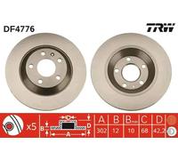 TRW Brake Disc DF4776, Solid, Fits AUDI A6 Allroad C6 (2006-2011) – 1 pc