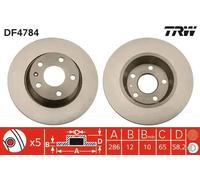 TRW Brake Disc DF4784 - for Audi TT (8J3) 2008-2014 - Solid - 1 pc