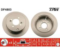2x Brake disc solid DF4803 TRW for HYUNDAI KIA