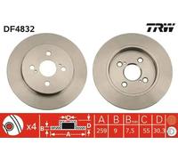 2x Brake disc solid DF4832 TRW for ASTON MARTIN TOYOTA