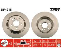 TRW Brake Disc DF4915 - Solid - Fits Mercedes-Benz SL (R230) 3.5 2006-2012 & S-Class S 280