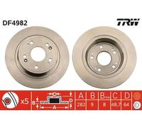 TRW Brake Disc DF4982, Solid 1pc, Fits Honda Accord VIII (2008-2015)