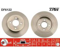 2x Brake disc solid DF6122 TRW for SUZUKI SWIFT III