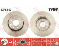 TRW Brake Disc DF6347 - Solid - Fits Alfa Romeo Mito - 1 pc