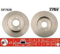 2x Brake disc solid DF7028 TRW for NISSAN INFINITI
