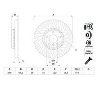 BOSCH 0986479E18 Brake Disc Front Right Fits BMW 5 Series 6 Series 7 Series