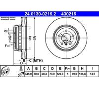 1X Brake disc ATE 24.0130-0216.2 BMW Z4 Roadster (E89) 3 2009-2016