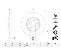 2x Brake disc two-piece brake disc 0 986 479 G35 BOSCH for MERCEDES-BENZ S-CLASS