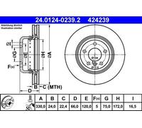 1X Brake disc ATE 24.0124-0239.2 for BMW 5 (F10) 2 2010-2014