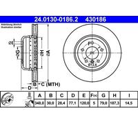 Front Brake Disc BMW:E60,E61,E64,E63,5,6 34116763824