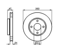 Bosch BD140 Brake Disc Set - 260 mm Vented Discs - Front Axle - ECE-R90 Certified - Good Cooling, Reliable Braking, Corrosion Protection - 1 Set of 2 Discs