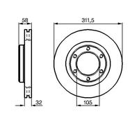 2x Brake disc Vented 0 986 478 580 BOSCH for TOYOTA LAND CRUISER 80