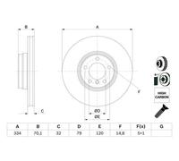 2x Brake disc Vented 0 986 478 623 BOSCH for BMW ALPINA