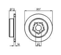 Bosch BD912 Brake Disc Set - 306.7 mm Vented Discs - Rear Axle - ECE-R90 Certified - Good Cooling, Reliable Braking, Corrosion Protection - 1 Set of 2 Discs