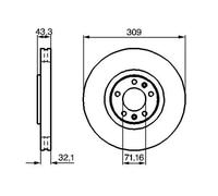 2x Brake disc Vented 0 986 479 027 BOSCH for PEUGEOT 607