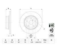 Bosch Brake Discs 0 986 479 166 Vented - 2x for BMW X3