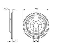 Bosch BD1434 Brake Disc Set - 335 mm Vented High-Carbon Disc - Rear Axle - ECE-R90 Certified - Great Cooling and Noise Suppression, Advanced Corrosion protected - 1 Set of 2 Discs