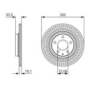 Bosch BD1626 Brake Disc Set - 301.8 mm Vented Coated Discs - Rear Axle - ECE-R90 Certified - Great Cooling, Advanced Corrosion Protection - 1 Set of 2 Discs