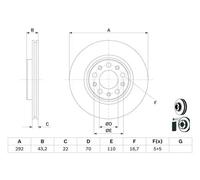 2x Brake disc Vented 0 986 479 D99 BOSCH for ALFA ROMEO GIULIA