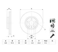 Bosch 0986479E49 Brake Disc Vented Front Braking System Replacement For Audi