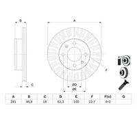 2x Brake disc Vented 0 986 479 E73 BOSCH for KIA HYUNDAI