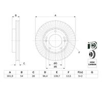 Bosch 2 x Vented Brake Discs fits Kia Sorento I 2002-2011 2.4 2.5 3.5